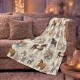 thumbnail image 6 of Equestrian Horse Floral, Rustic Farmhouse Horse Scene, Warm Flannel Blanket for Ranch House and Living Room with Detailed Artwork, Horse Lovers Housewarming Gift, Rustic Home Decor, 6 of 9
