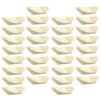 Squalise 50Pcs Wooden Sushi Boats Restaurant Snacks Serving Trays Disposable Food Plates