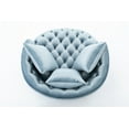 thumbnail image 5 of Swivel Accent Barrel Chair Oversized Velvet Round Sofa Chair with 3 Pillows Modern Tufted Club Leisure Lounge Chair for Living Room Bedroom Hotel, Light Blue, 5 of 7