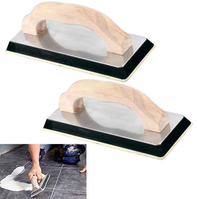 2 Large Gum Rubber Grout Float Tile Wood Handle Squeegee Plasterer
