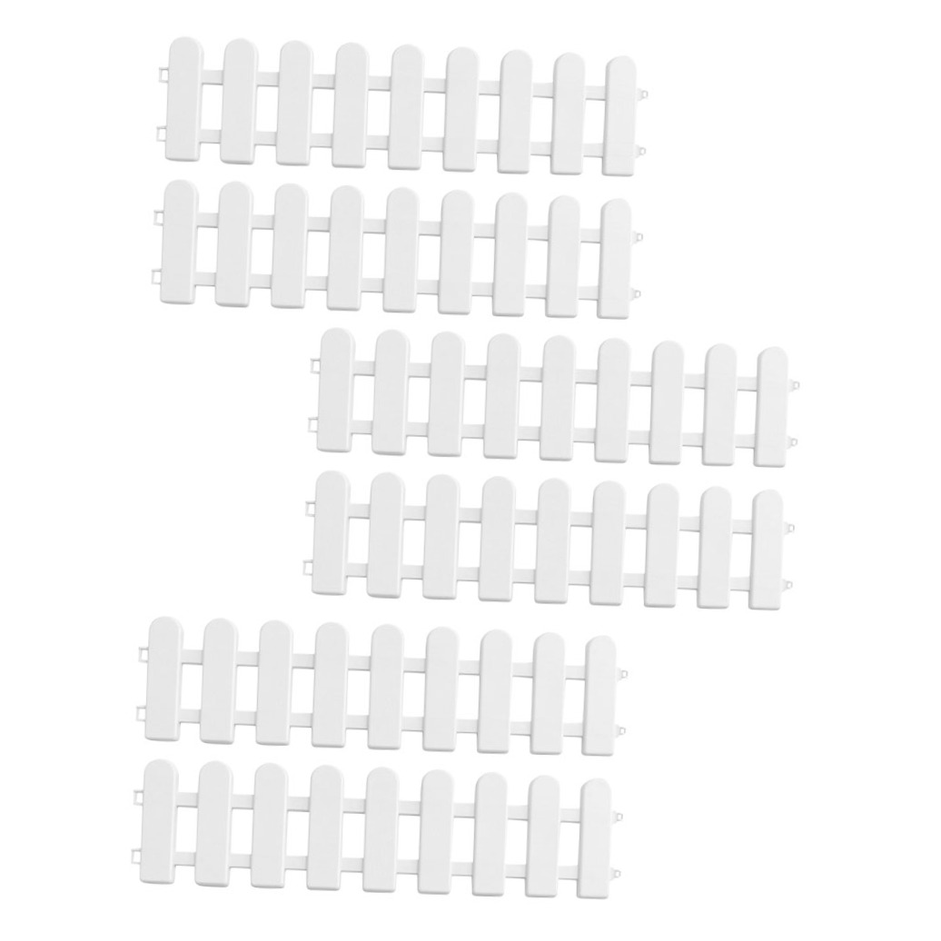 Pretyzoom 6Pcs White Plastic Garden Border Fence Decorative Courtyard Fence Easy Install Sturdy Design