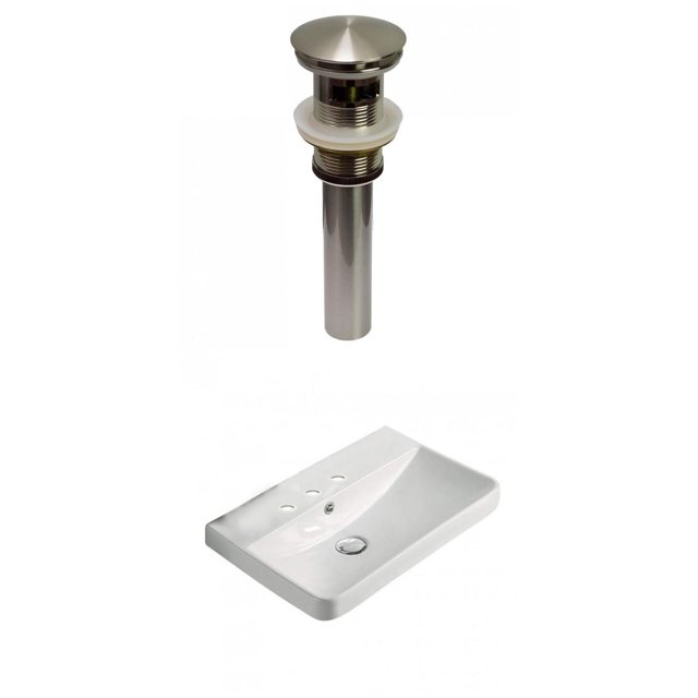 American Imaginations 19.88-in. W 3H8-in. Ceramic Top Set In White Color - Overflow Drain Incl. AI-30741