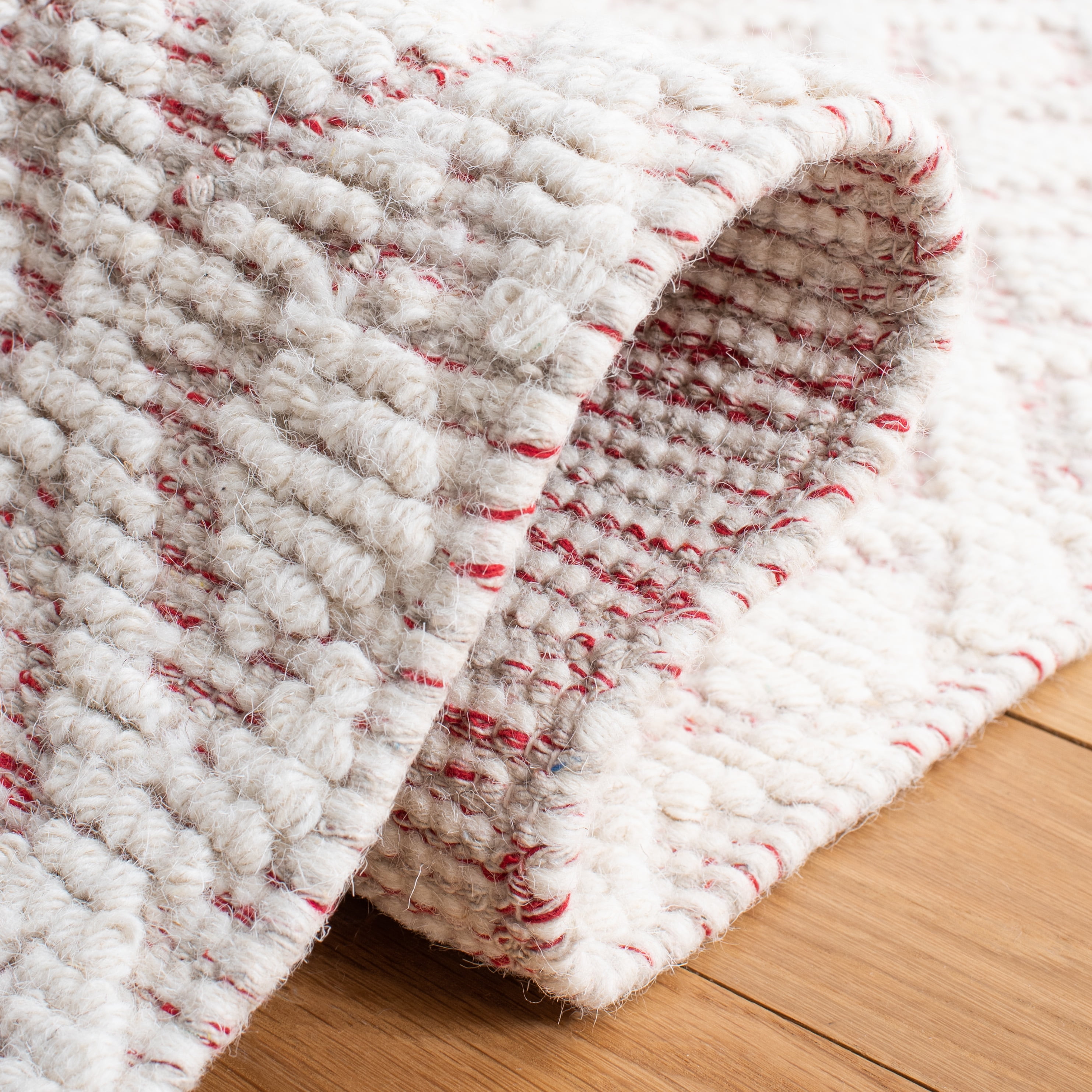 SAFAVIEH Vermont Thurstan Geometric Wool Area Rug, 4' x 6', Ivory/Red