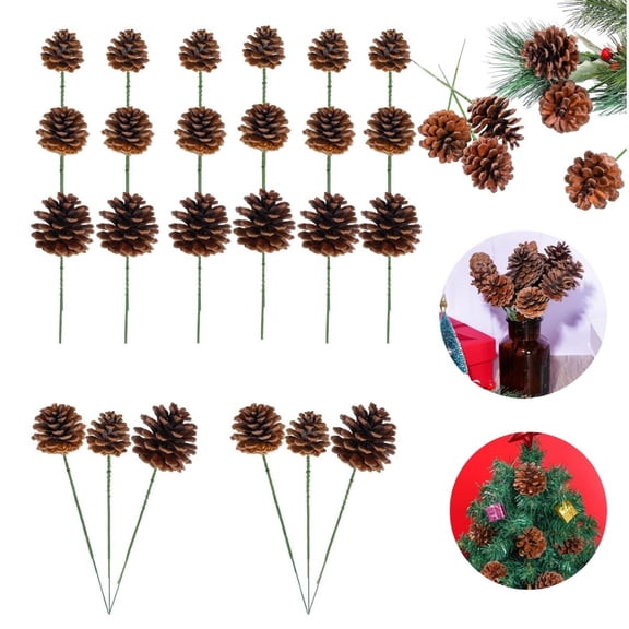 Christmas Pine Cones Decorations Picks,3Size Pinecones Picks,Holiday Ornaments,QZS Christmas Decorations for Decorating Winter,Holidays,Home