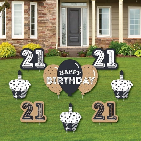 Big Dot of Happiness Finally 21 - 21st Birthday - Yard Sign and Outdoor Lawn Decorations - 21st Happy Birthday Party Yard Signs - Set of 8