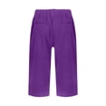 thumbnail image 6 of HKYNLAG Capri Pants for Women Petite Pull On Knee Length Cotton Linen Capris Summer Straight Leg Loose Beach Shorts with Pockets Purple 4XL, 6 of 7