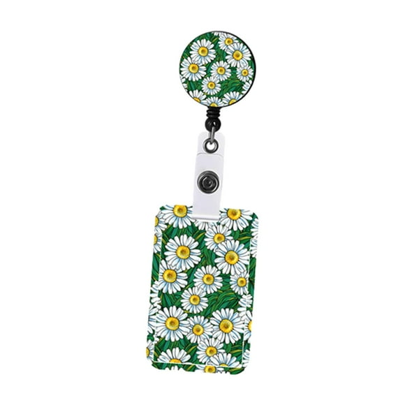 Bunblic Porte-Identité Rétractable Clip Motif Floral Vertical pour Employé de Bureau Accessoires Légers
