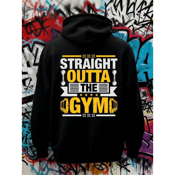 Straight Outta Gym graphic hoodies Exercise mens hooded sweatshirt black autumn clothes hoodies spring winter elegant christian graphic funny Dumbbell Running Trendy Unisex hoodie