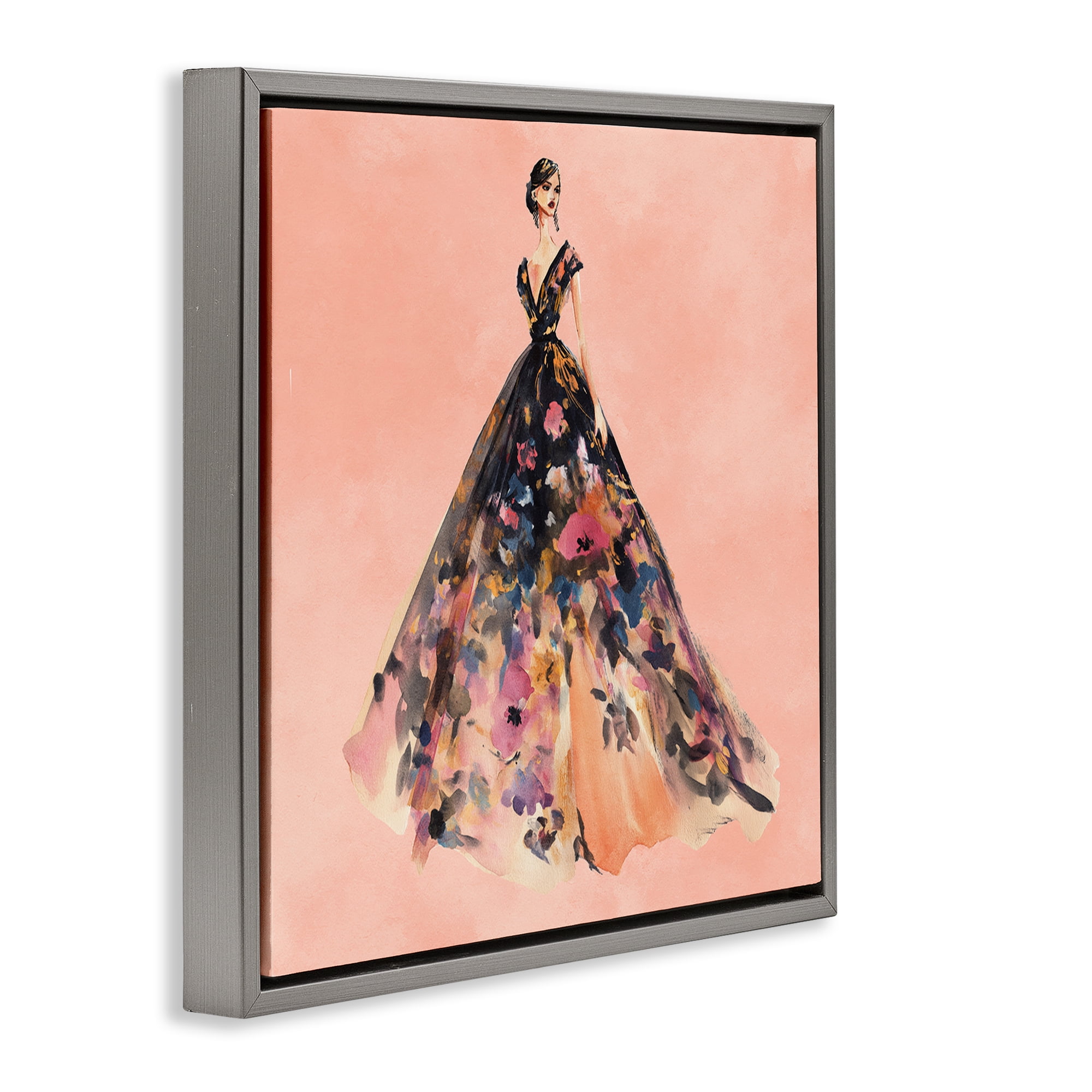 Stupell Industries Rose Gold Night Gray Framed Floater Canvas Wall Art, design by Svetlana Aleynikova