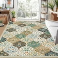 thumbnail image 6 of 8x10 Washable Floral Trellis Rug, Non-Slip, Low Pile, Non-Shedding for Living Room, Bedroom, Home Decor, Beige., 6 of 6
