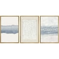 thumbnail image 3 of IDEA4WALL Framed Canvas Print Wall Art Set of 3 Blue White Grunge Geometric Pattern Abstract Shapes Cozy Neutral Modern Art Decorative Contemporary Minimal for Rooms - 16"x24"x3 Natural, 3 of 5