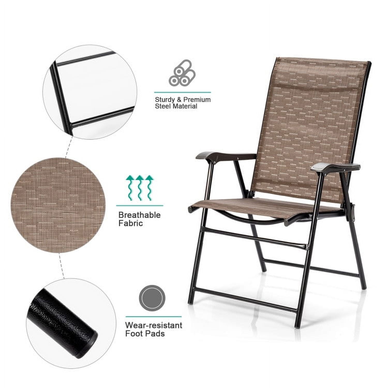 Aimee Lii 2 Pieces Outdoor Patio Folding Chair with Armrest for Camping Garden, Outdoor Patio Set