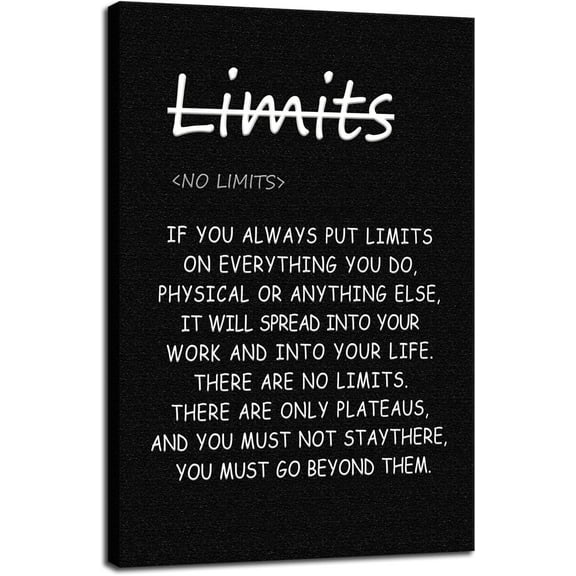 WFSposter-Motivational Wall Art ‘There are no limits‘ from Bruce Lee's Inspirational Canvas Poster Printed Modern Artwork for Office living room Bedroom Home Decor Framed Ready to Hang