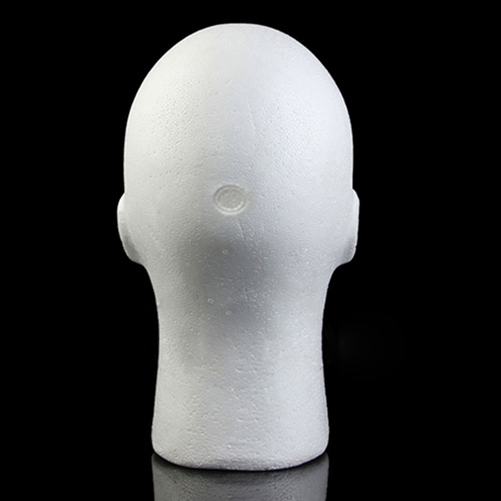Basic Male Styrofoam Head Display White measuring 12Tall. Simple
