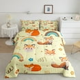 thumbnail image 3 of Feelyou Cute Magic Fox Bedding Comforter Set for Girl, Rainbow Love Heart Twin Comforter Sets, Girly Yellow Cartoon Animal Reversible Bedding Set, Lightweight Room Decor, 2-Piece, 3 of 9