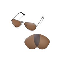 Walleva Brown Polarized Replacement Lenses for Ray-Ban Aviator RB3044 Small Metal 52mm Sunglasses