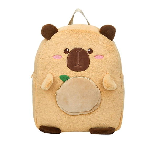Milageto Capybara Plush Backpack Lightweight Travel Backpack Rucksack Daypack Cute School Khaki