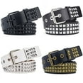 thumbnail image 3 of Nvzi Punk Leather Belt,Women Men Goth Pyramid Studded Square Beads Rivet Jeans Belts (Coffee), One Size, 3 of 5