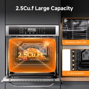 Sunmaki Electric Single Wall Oven 24 Inch , 2.5 Cu. Ft Electric Built-in Convection Oven LED Digital Display Touch Control Timer Alarm Clock Child Lock for Kitchen