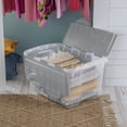 thumbnail image 3 of Sterilite 48 Quart Medium Storage Bin with Hinge Lid, Clear Plastic FlipLid Storage Container, Gray, 3 of 11