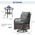 thumbnail image 3 of Garvee 3 Pieces Outdoor Swivel Rocker Chair Set, Outdoor Swivel Glider Rocker, Outdoor Rocking Chair Set with Glass Top Table with Thick Cushions for Backyard, Balcony, Deck, Grey, 3 of 8
