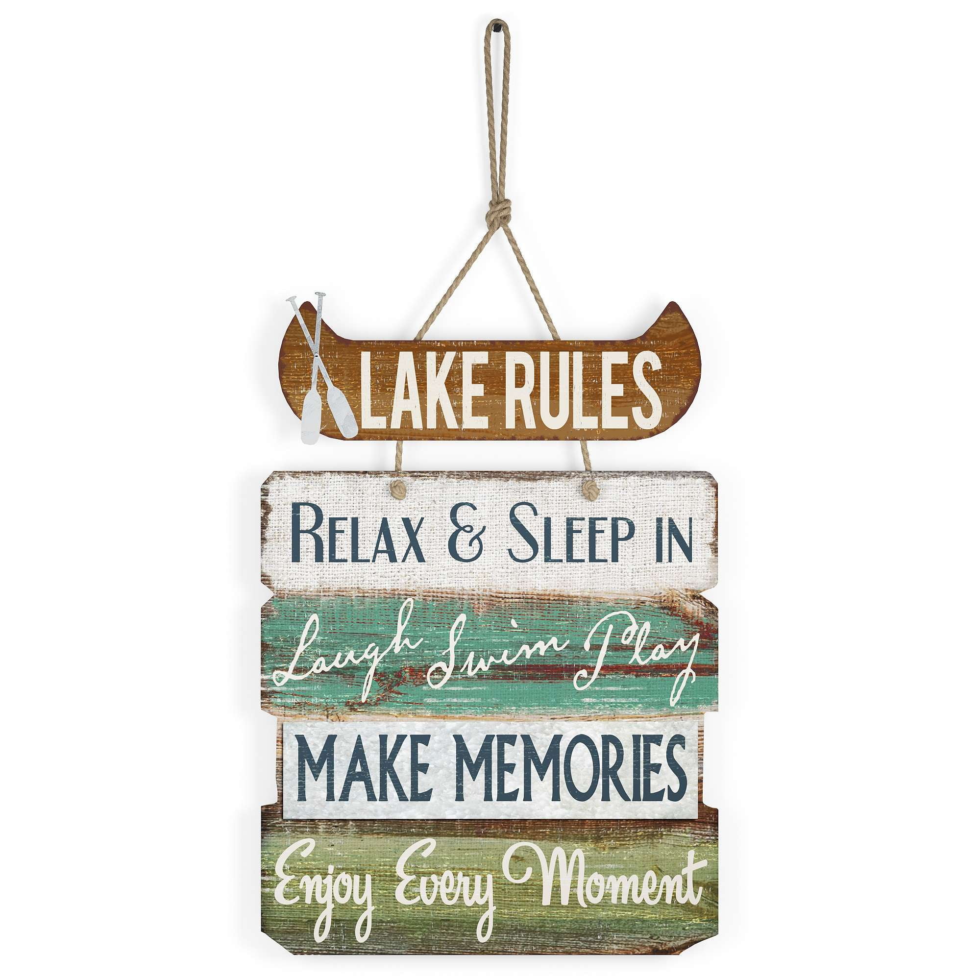 Barnyard Designs 'Lake Rules' Lake House Decor for the Home, Hanging