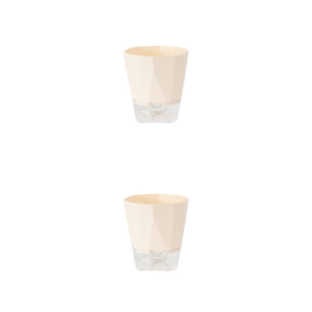 Advancent Maceta automática de flores de autorriego, maceta de plástico para jardín, suministros de plantación de nivel Visible absorbente de Blanco marfil/L 2piezas