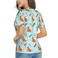 thumbnail image 3 of Xecao Rabbit Is Eating Carrots for Women's V-Neck T-Shirts-Elegant Half-Sleeve Tops Perfect for Summer-Small, 3 of 5
