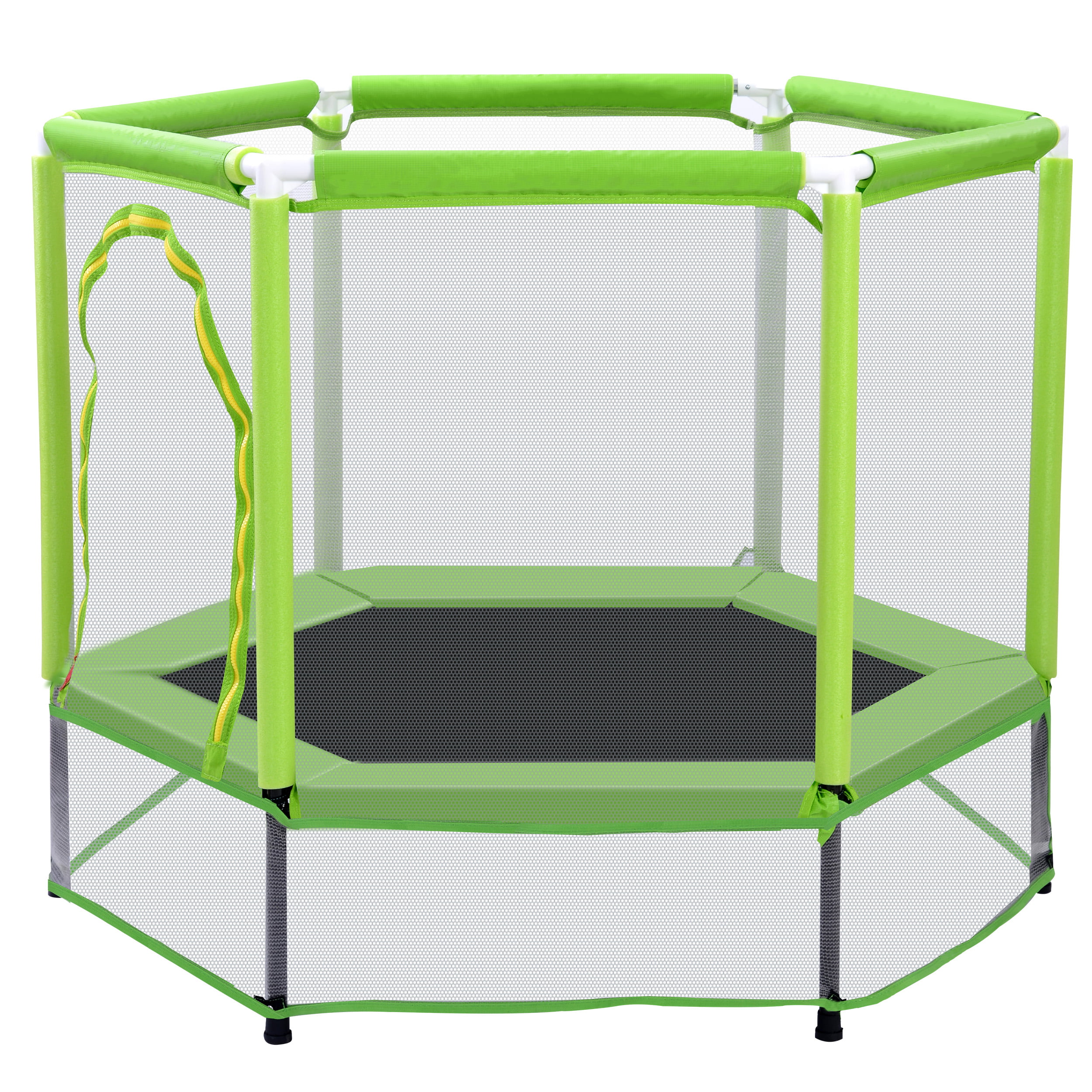 55” Toddlers Trampoline with Safety Enclosure Net and Balls, Indoor Outdoor Mini Trampoline for Kids