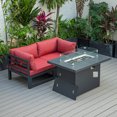 thumbnail image 6 of HomeStock Coastal Cottage 3-Piece Sectional Loveseat and Fire Pit Table Set Black Aluminum with Cushions, 6 of 9