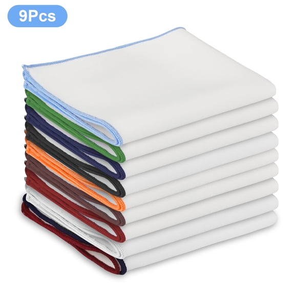 EEEkit 9pcs Handkerchiefs for Men Women, Soft Polyester Silk Hankies, 9 x 9" Classic Pocket Square