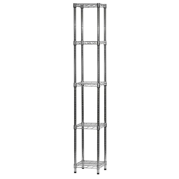 Shelving Inc. 12" d x 12" w x 64" h Chrome Wire Shelving with 5 Shelves