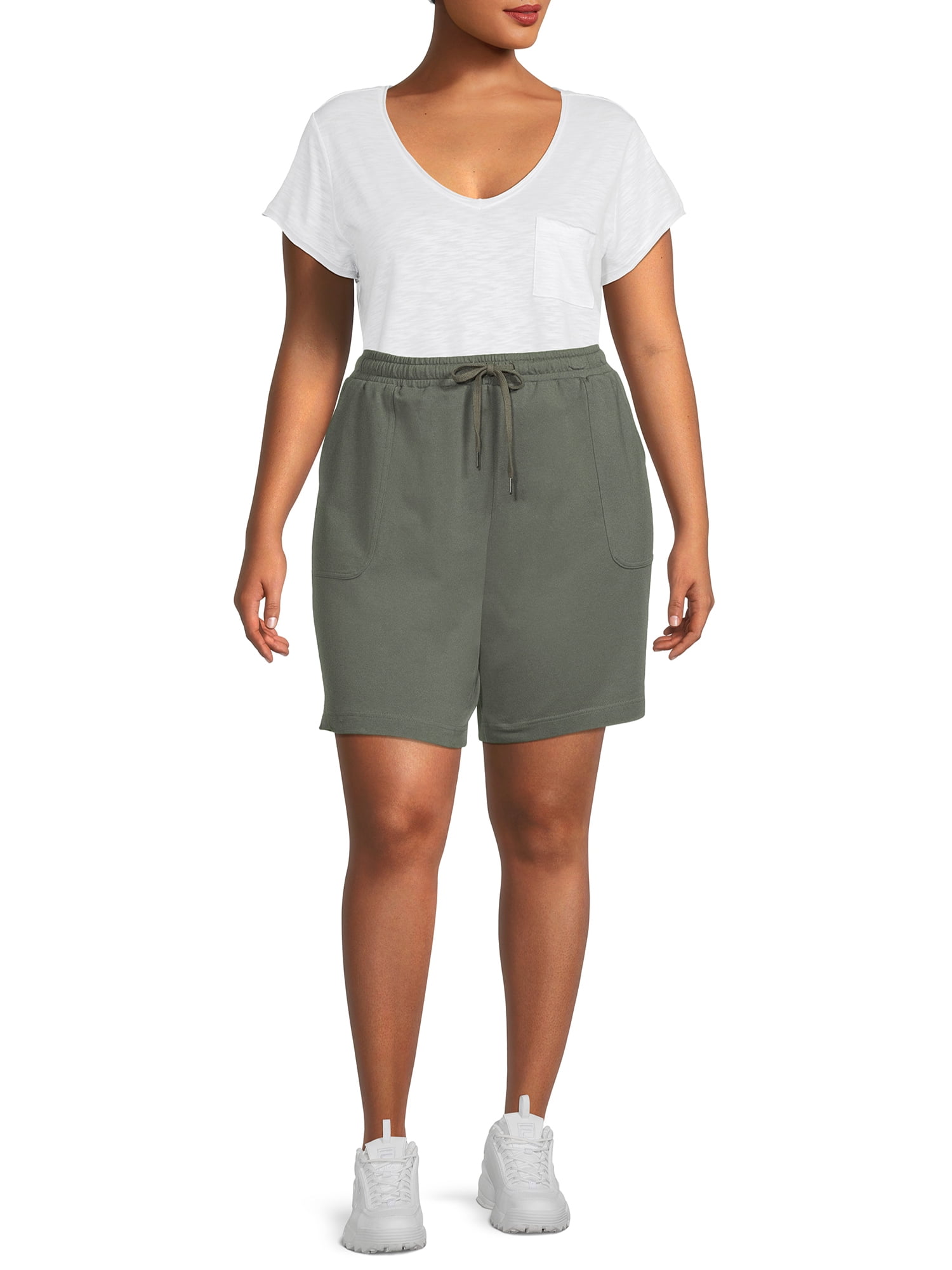 Terra & Sky Women's Plus Size Knit Bermuda Shorts