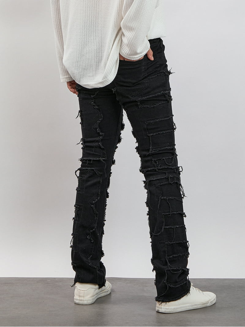 パンツ NO ID. emo skinny biker denim pants y2k Amazon.com: Skinny Ripped Jeans Slim Fit Patchwork Denim Y2K