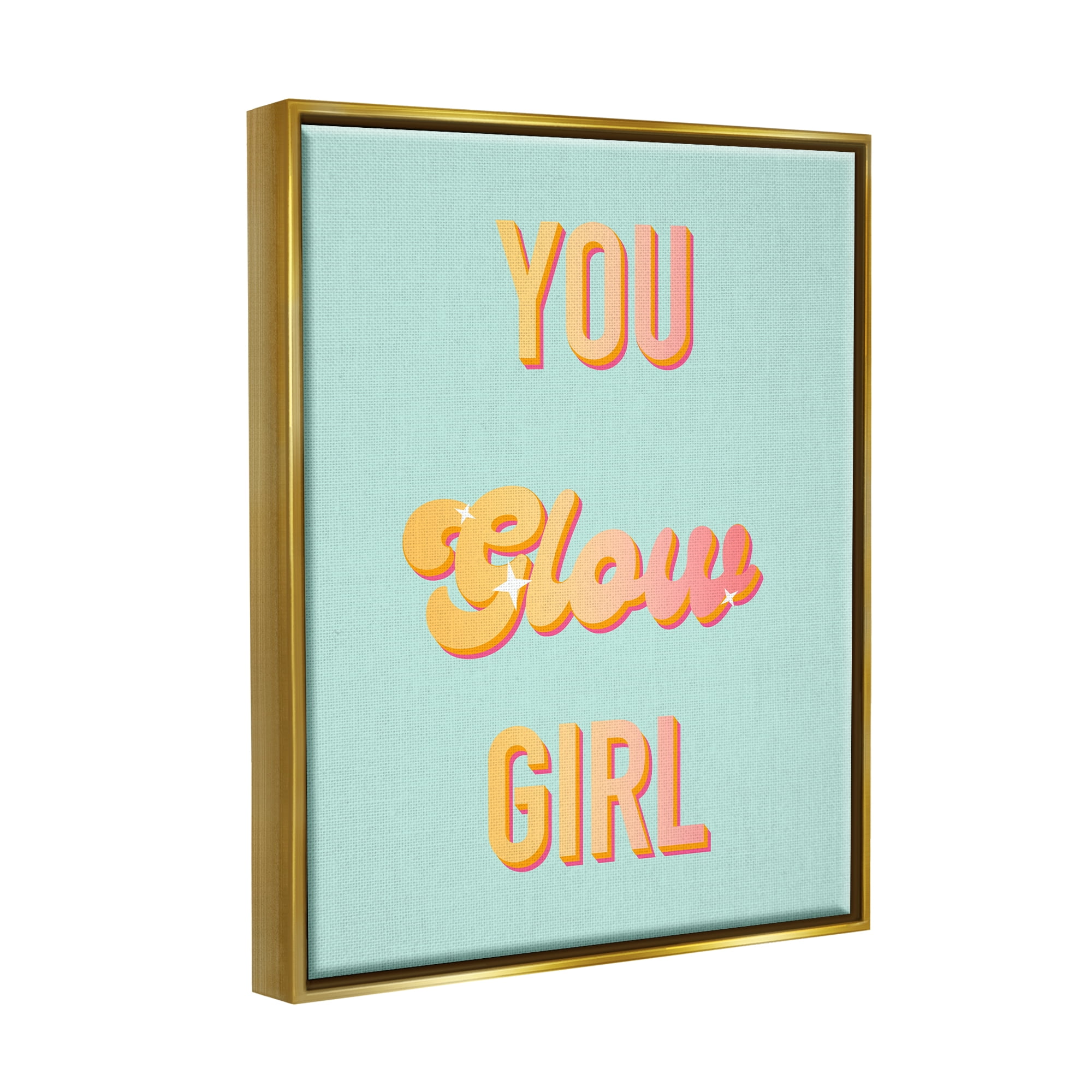 Stupell Industries You Glow Girl Confidence Phrase Inspirational Painting Gold Floater Framed Art Print Wall Art