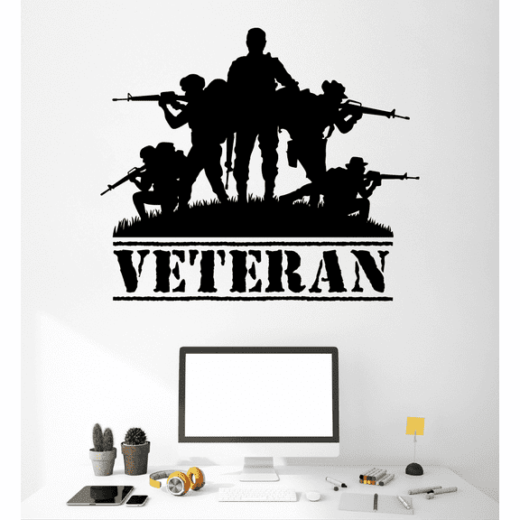 Veteran - Brave Army Soldiers Silhouette- Soldiers U.S. Army American Soldiers Vinyl Wall Art Decal Sticker Decoration for Boys Girls Home Room Bedroom Play Area Living Room Decor Size (8x10 inch)