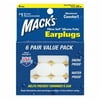 Macks Pillow Soft Silicone Ear Plugs, White - 6 Pair, 6 Pack