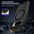 thumbnail image 7 of for Google Pixel 8 Pro Case,[Built-in Invisible Kickstand],Compatible with MagSafe,Military-Grade Drop Protection Double Layer Shockproof Slim Translucent Matte Phone Case,Black+Black, 7 of 7