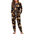 thumbnail image 2 of DISNIMO Womens Pajama Set Turkey Pumpkin Print 4 Piece Pj Set Long Sleeve Lounge Set with Pockets Round Neck Sleepwear with Hairband Loose Fit Nightwear with Long Pants, 2XL, 2 of 7