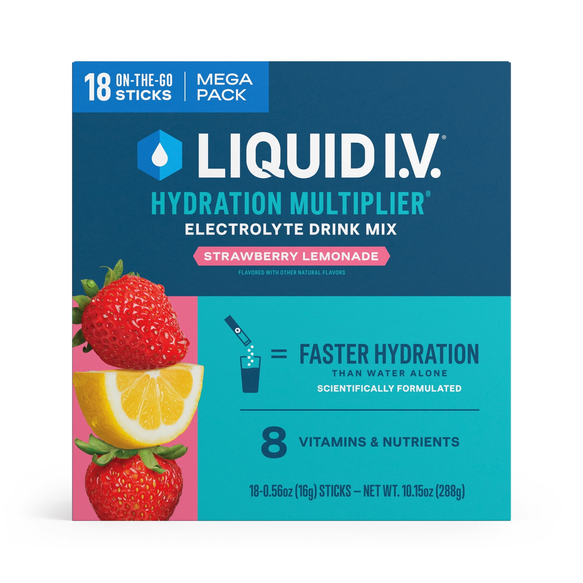 Liquid I.V.® Strawberry Lemonade Hydration Multiplier® Powdered Electrolyte Drink Mix, 18 Count Packets