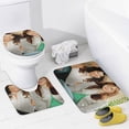 thumbnail image 4 of Las chicas Gilmore-theme 4-Piece Shower Curtain Set with Rugs, Waterproof Bathroom Decor Set Includes Bath Mat, U-Shaped Rug, Toilet Lid Cover and Curtain with Hooks, 4 of 6