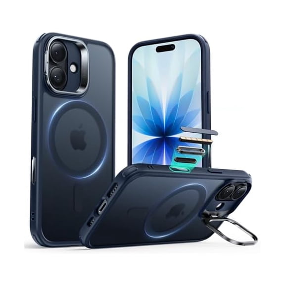 ZHU997 for iPhone 17 Case with Stand, Camera Control Cover Compatible with MagSafe, Military-Grade Drop Protection Magnetic Phone Case for iPhone 17, Scratch-Resistant Back Cover,Frosted Blue