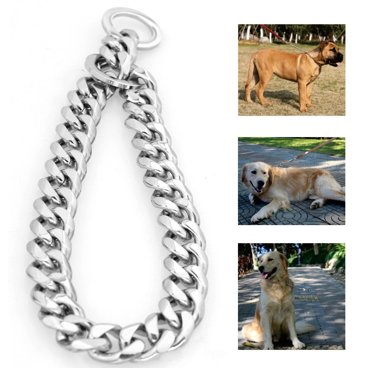 13mm 14''26'' Silver Stainless Steel Link Dog Choke Chain Pet Training