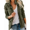 thumbnail image 3 of Women'S Fall Utility Jacket - Stand Collar, Solid Color, Loose Fit, Zipper Closure, and Multiple Pockets Army Green 4XL, 3 of 6
