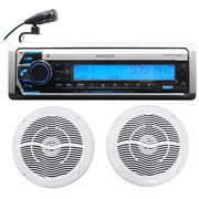 Kenwood KMR-D772BT Marine Boat CD Bluetooth Receiver+(2) Rockville 6.5" Speakers