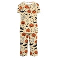 thumbnail image 4 of Juesizh Pajamas for Women Set Plus Size Halloween Print Loungewear Casual Comfy Short Sleeve Capris Pajamas, S-3XL, 4 of 7