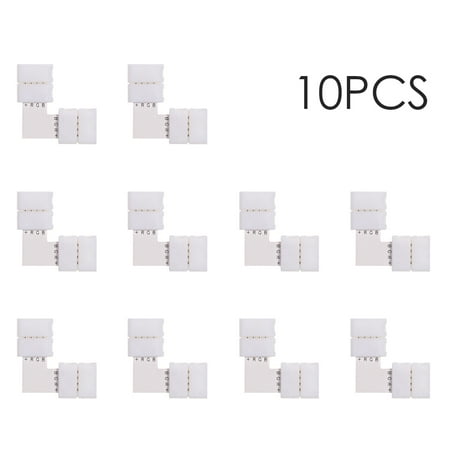 - L Shape 4 Pins RGB LED Strip Connector Quick Splitter 10 Pack White