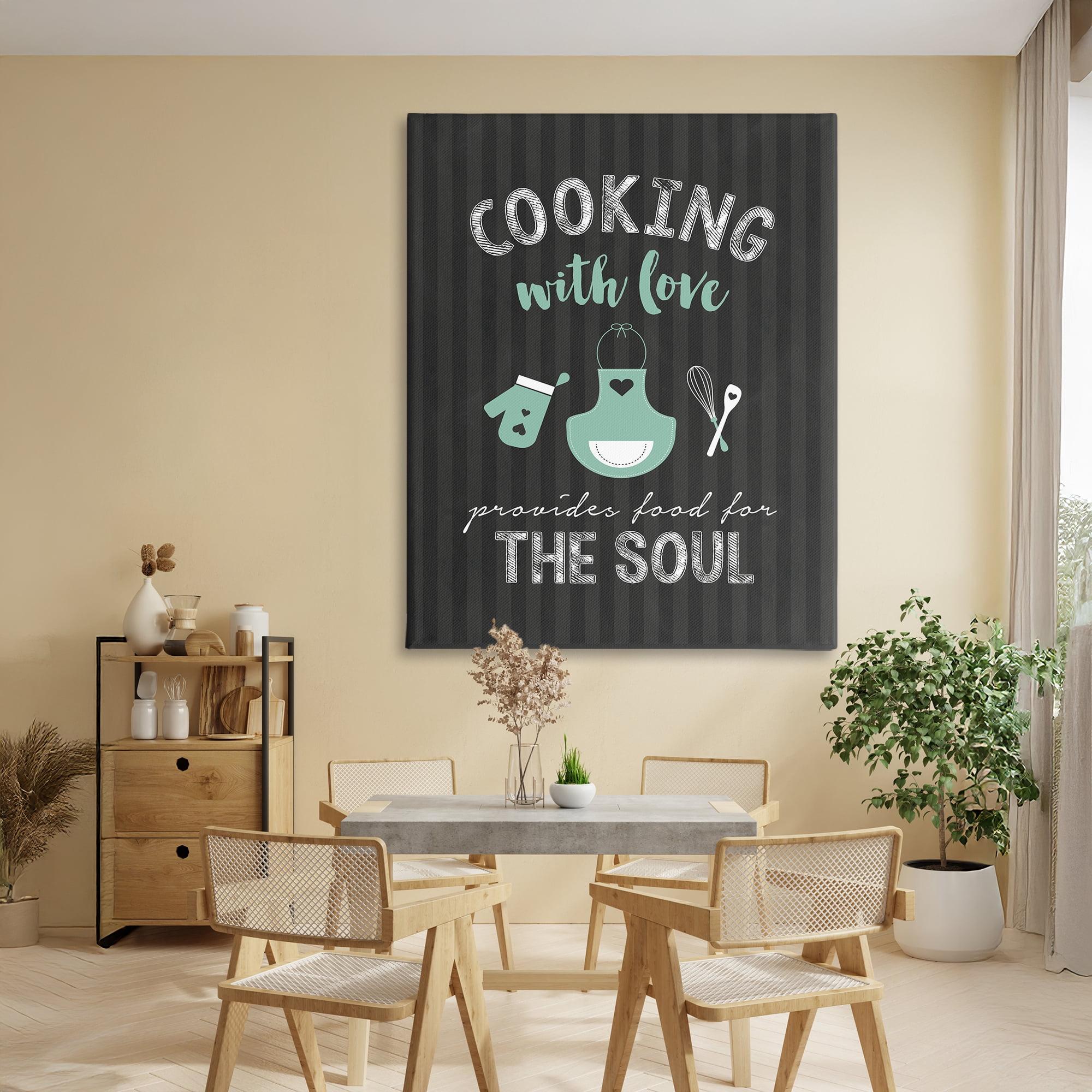 Food For Soul Black & Green Canvas Wall Art, design by Lettered and Lined