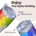 thumbnail image 4 of 20oz Double Wall Insulated Handle Tumbler Stainless Steel Geometric Pattern Leak Proof Lid With Straw Travel Mug, 4 of 5