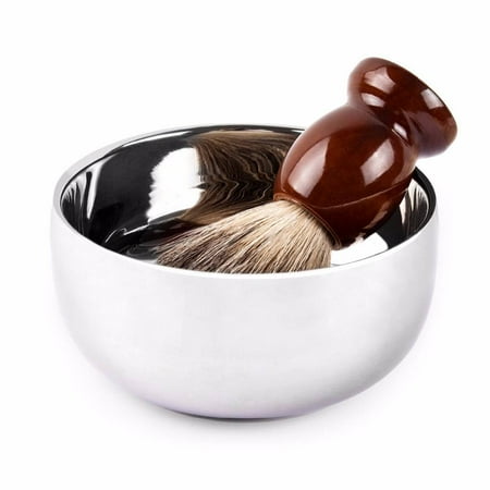 Shaving Shaving Soap Clearance Stainless Steel Soap Bowl Double Edge Blades Shaving Brush Stand Holder for Shaving Cream Safety Store Organizer ()